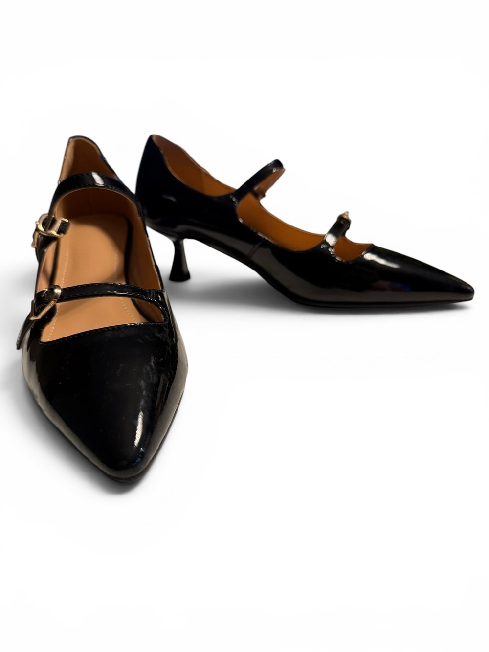 Mary Jane Black Italian Leather Quick-release Kitten Heels Patient Leather